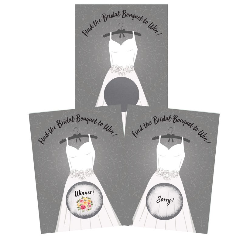 My Scratch Offs Wedding Dress Scratch Off Game Cards 26 Pack, 2 Winners - Bridal Shower Engagement Party Bachelorette Favor - Image 1